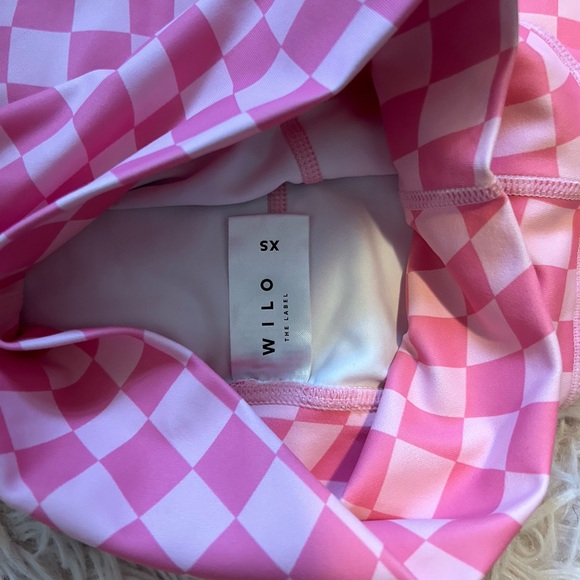 Wilo By Label Pink Checkered Biker Shorts NWOT - Picture 2 of 4